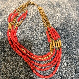 Elegant Red and Gold Beaded Necklace